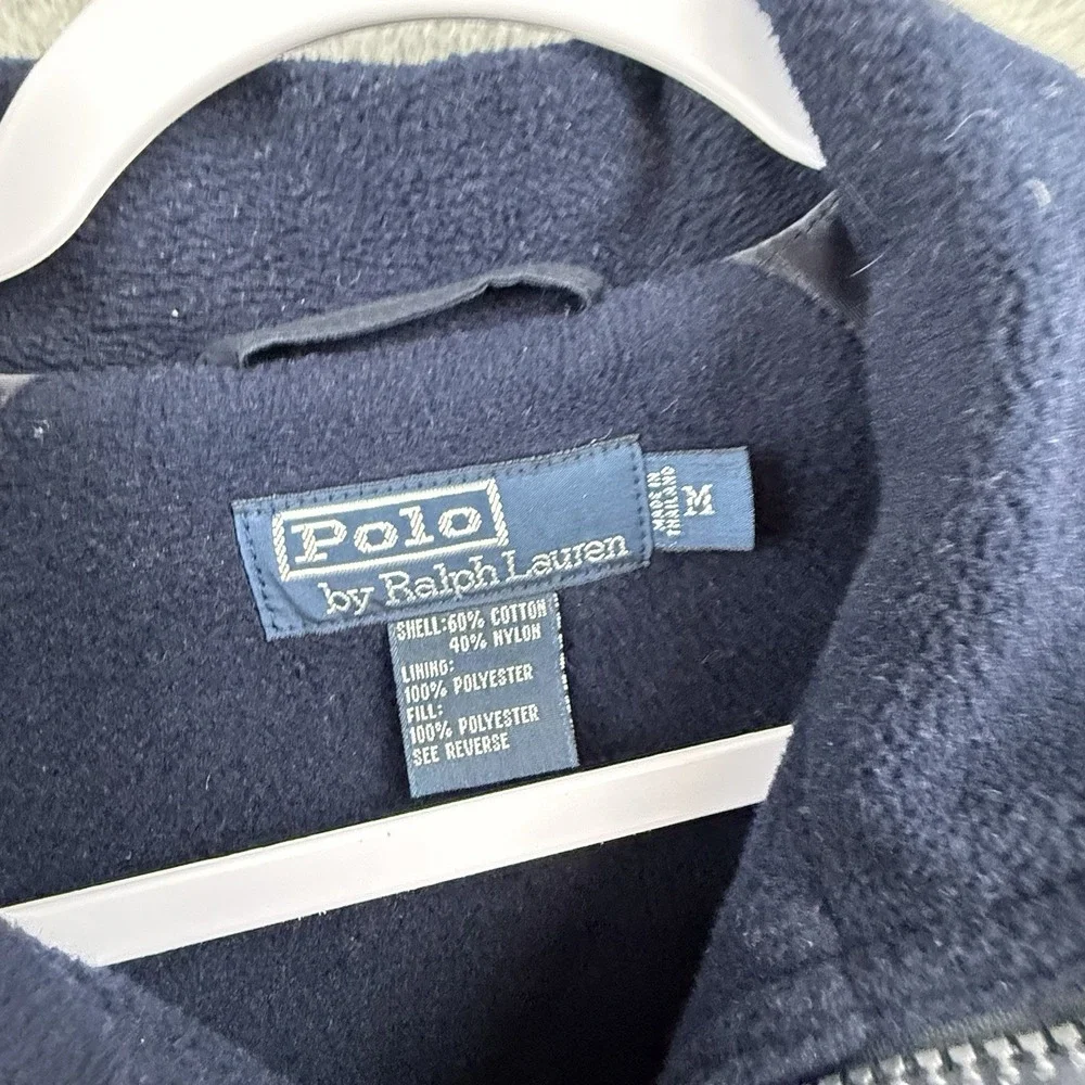 Polo Ralph Lauren Jacket Mens Medium Blue Fleece Lined Coat Preppy Bomber Pony M